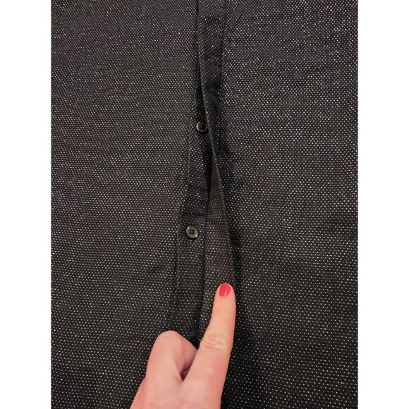 Calvin Klein Button Up Long Sleeve Boys Size 18 Black Silver Glitter Slim Fit - Picture 6 of 8